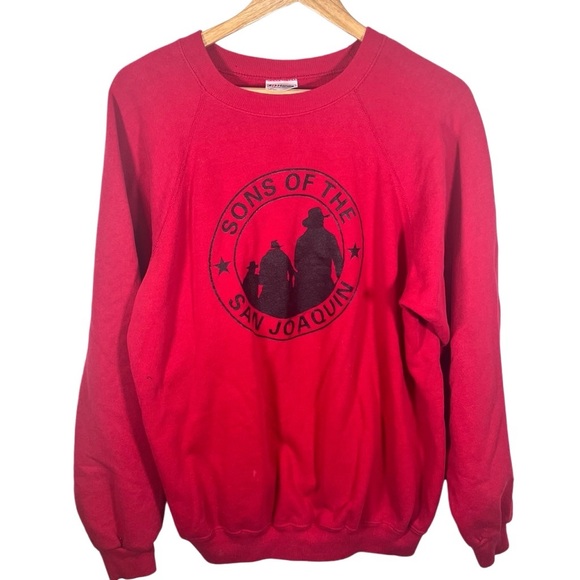 Hanes Other - Vintage Country Sons of San Joaquin Red Crew Neckline Sweater Made in USA